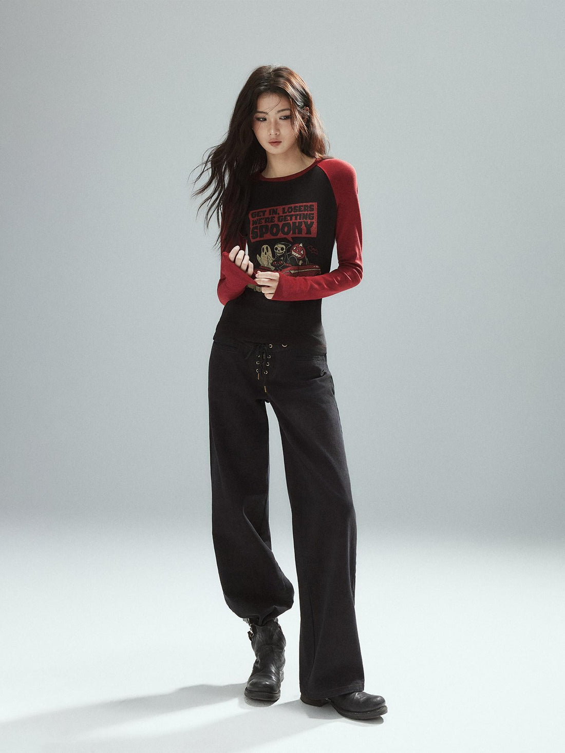 Low pixel Pure Cotton Patchwork Low Waist Street Zipper Women Colorblock Straight Pants