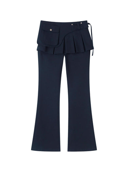 RUN TO THE FUTURE Pocketed Low Waist Micro Flare Slim Fit Women Zipper Poly Cotton Skorts