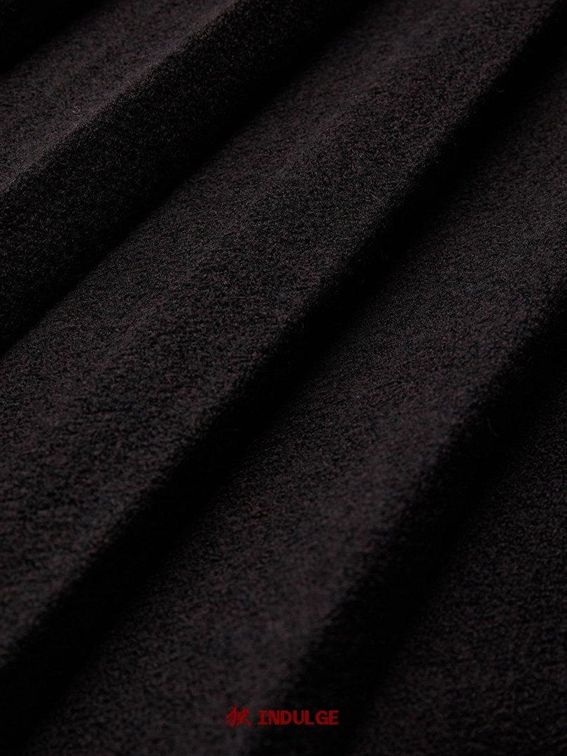 INDULGE Shape Retaining Patchwork Lined Mid Waist Wool Blend Women Burgundy Maxi Skirts