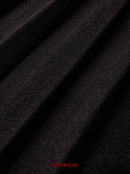 INDULGE Shape Retaining Patchwork Lined Mid Waist Wool Blend Women Burgundy Maxi Skirts