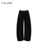Low pixel Black Wool Blend Low Rise Zipper Casual Straight Hem Women Wide Leg Pants