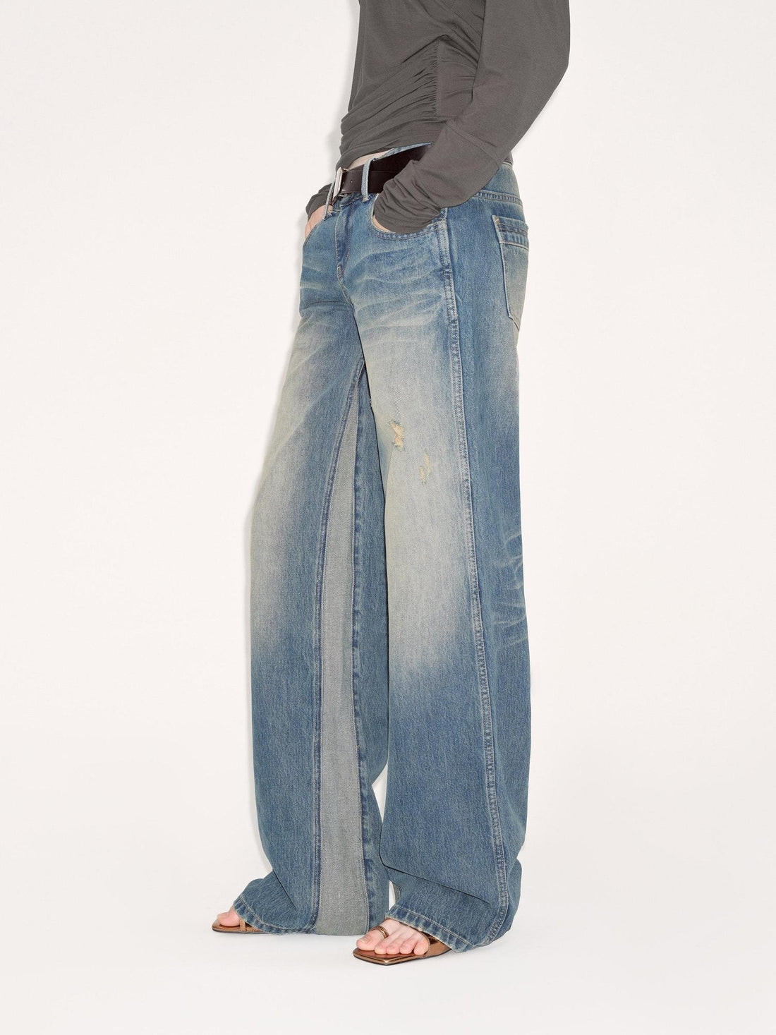 RUN TO THE FUTURE Durable Rigid Vintage Low Rise Women Zip Fly Classic Denim Blue Straight Jeans
