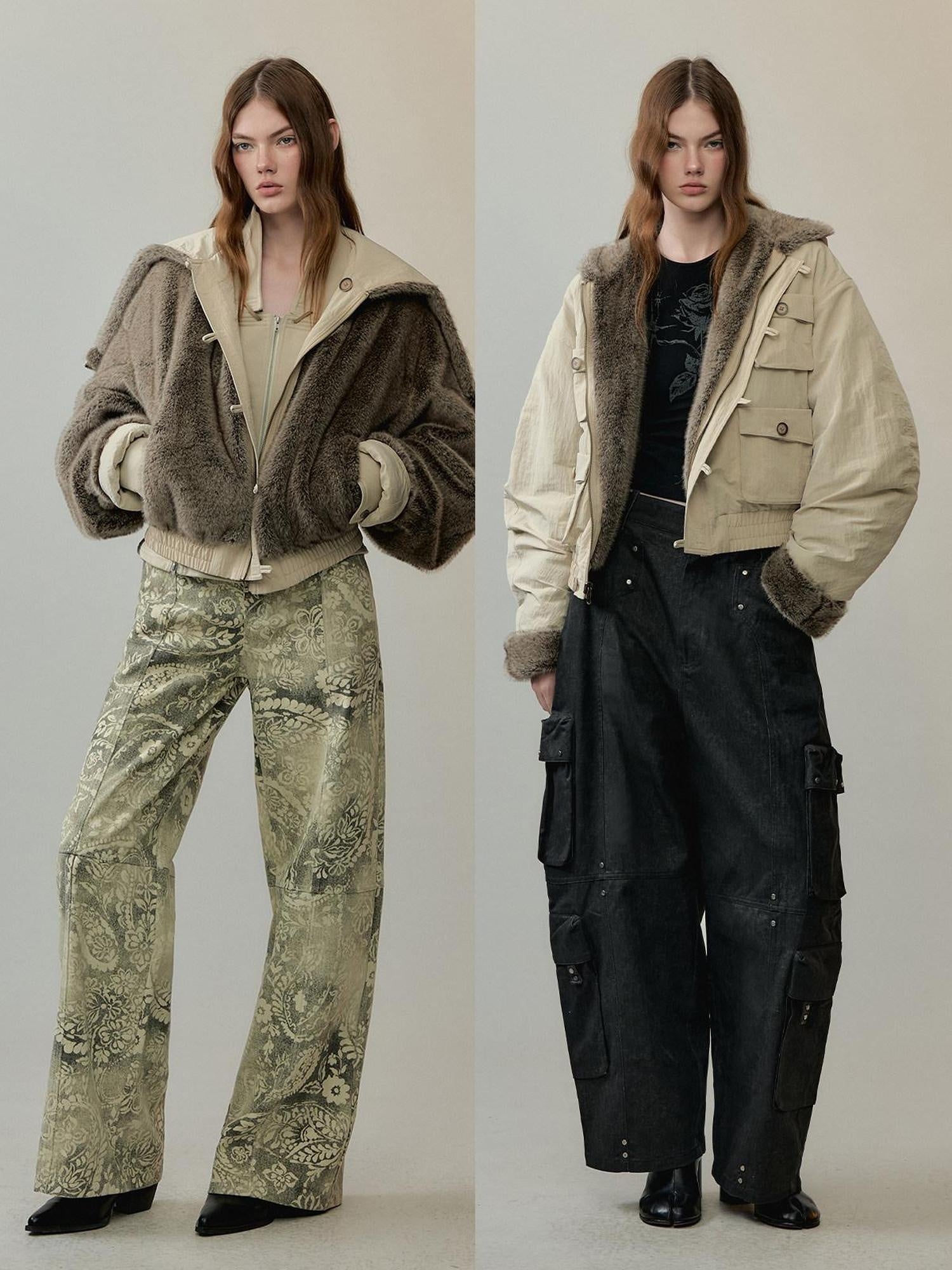 AnnoMundi Eco Friendly Oversized Utility Sailor Collar Women Zipper Khaki Casual Jackets