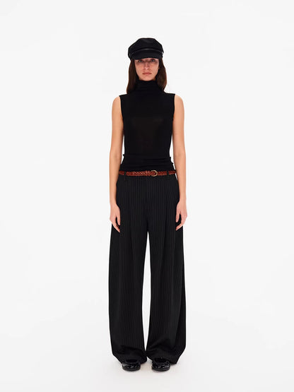 Northbutsouth Vertical Stripe No Waistband Relaxed Mid Rise Curved Leg Women&