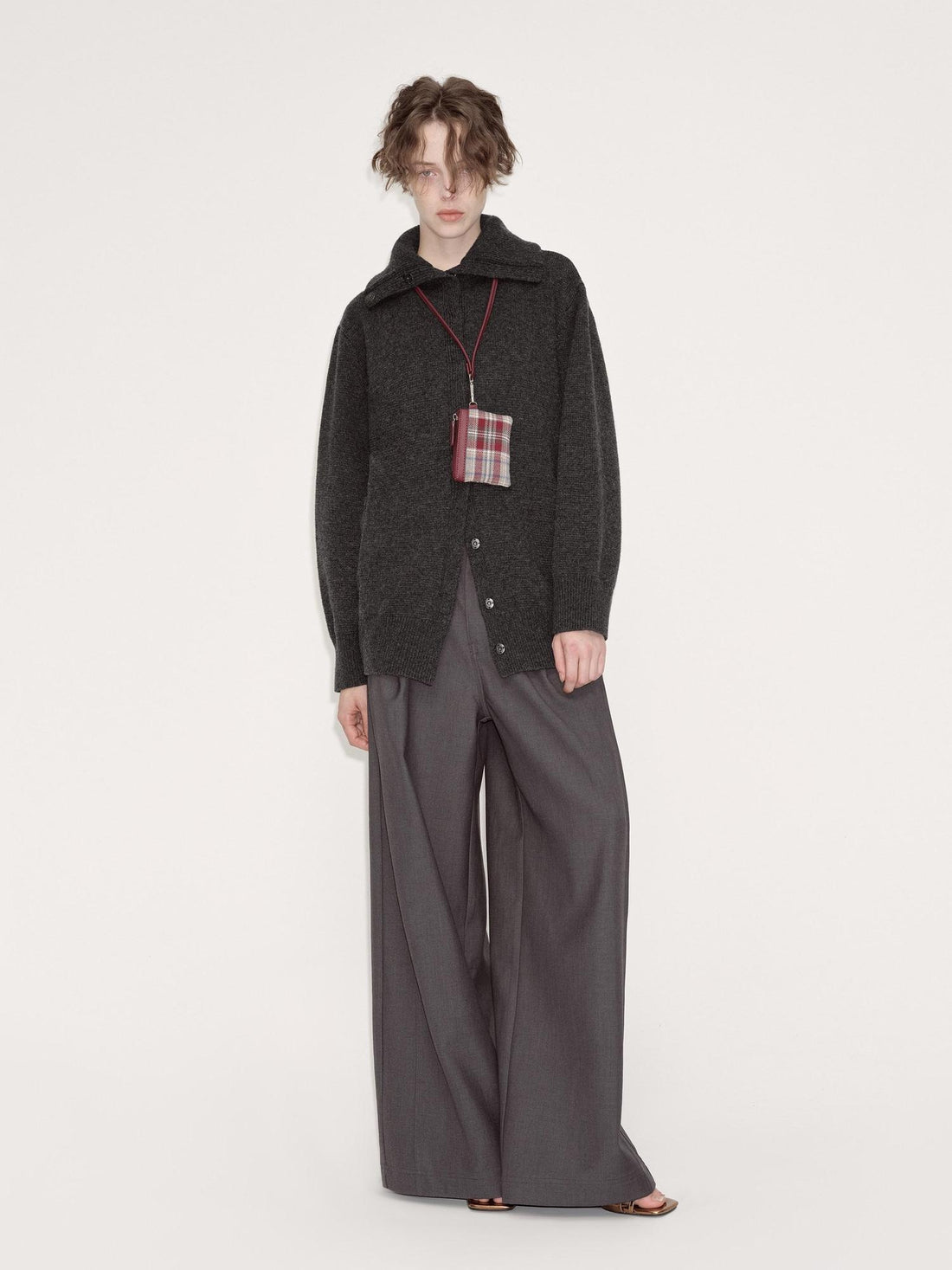 RUN TO THE FUTURE Cozy High Collar Loose Single Button Office Women Paris Grey Cardigan Overcoats