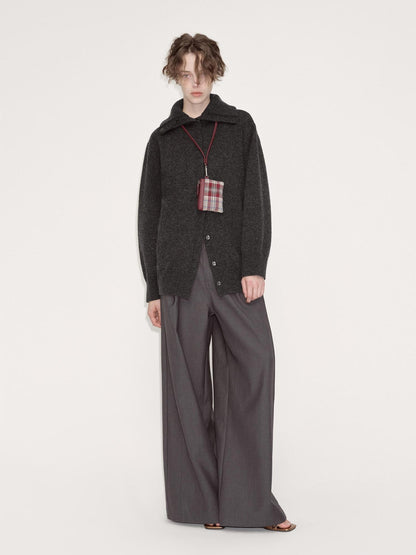 RUN TO THE FUTURE Cozy High Collar Loose Single Button Office Women Paris Grey Cardigan Overcoats