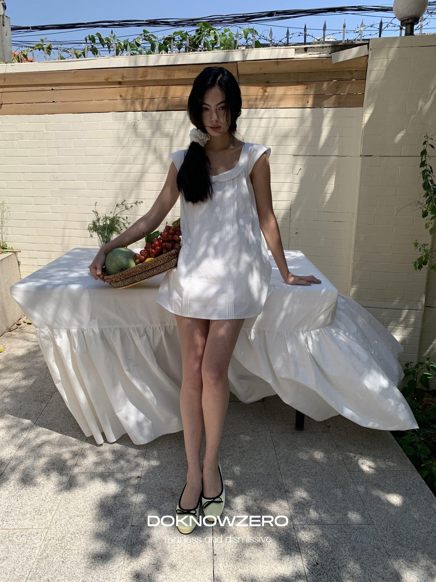 DKZ OFFICIAL White Doll Collar A Line Two Piece Women&
