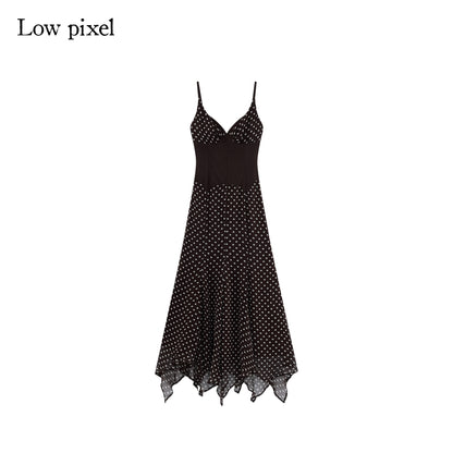 Low pixel Sexy V-neck Cami Waist Cinch Side Zipper Patchwork Viscose Women Mini Dresses