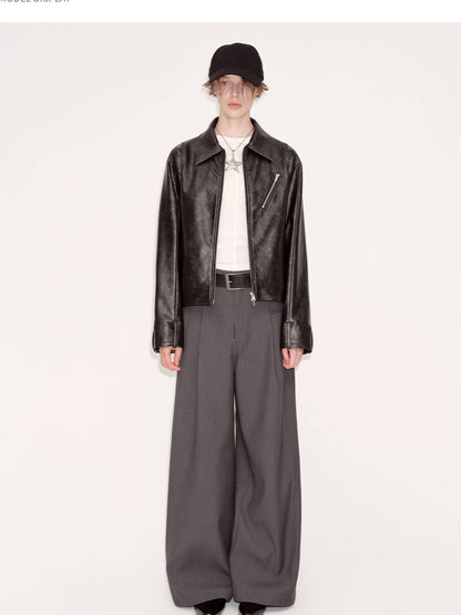RUN TO THE FUTURE Minimalist Original Low Waist Women High Gray Poly Viscose Wide-Leg Pants