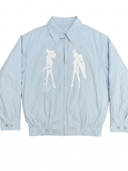 takeabreak Light Blue Silver Shiny Print Structured Women&