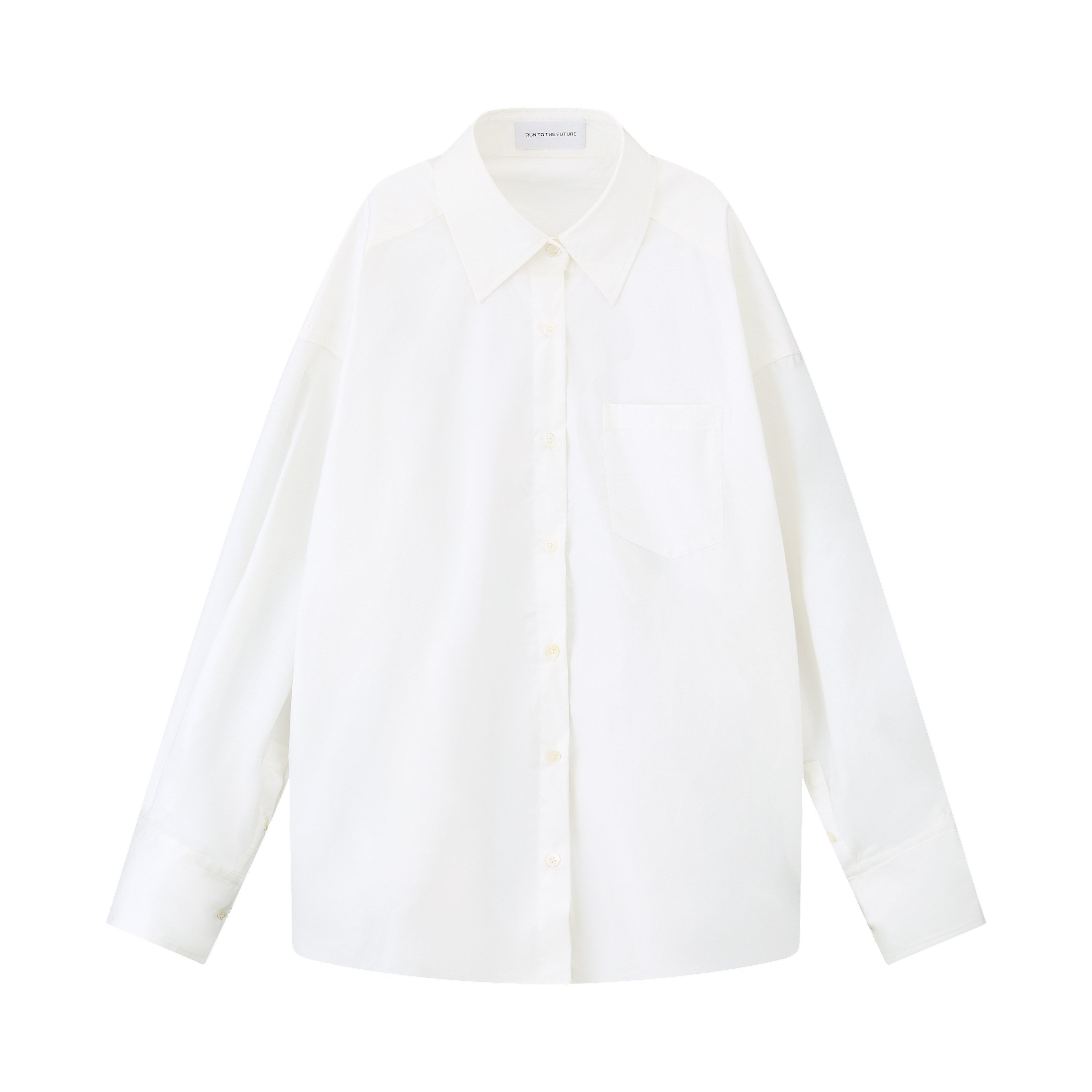 RUN TO THE FUTURE Soft Breathable Pure Cotton Loose Original Design Polo Unisex White Shirts