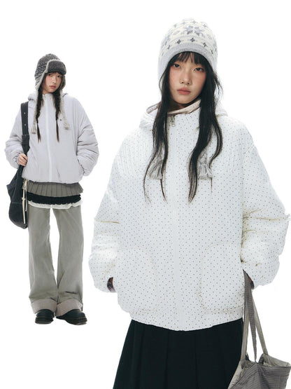 NAPSNAPS Polka Dot Reversible Hooded Printed Women&