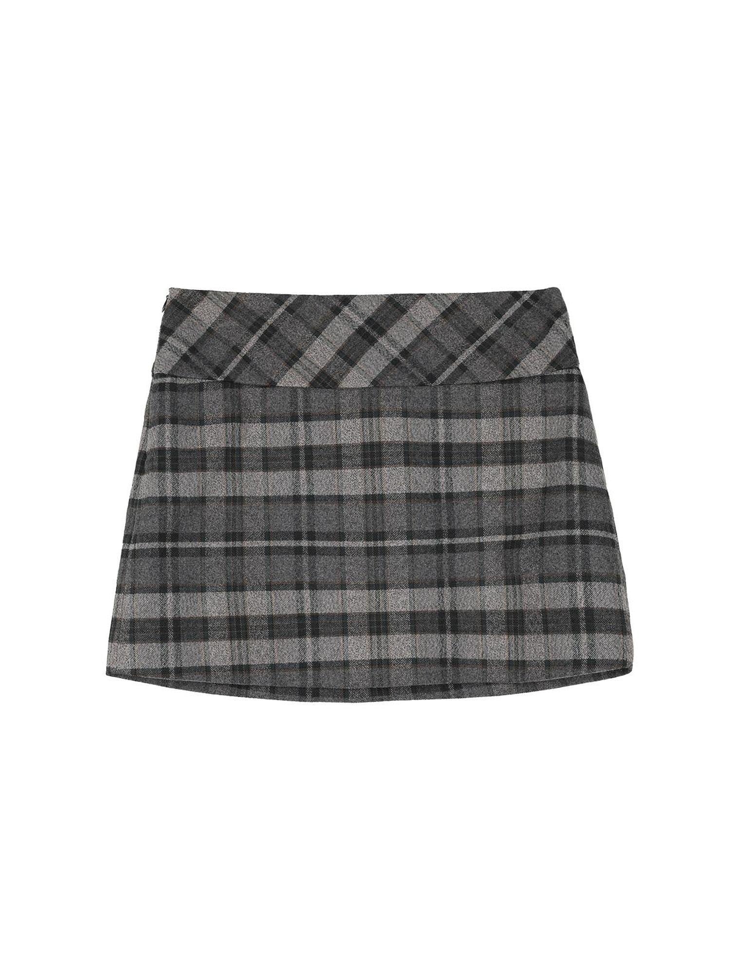 7Shiftin High Waist Cotton Plaid A Line Slim Fit Casual Girls Mini Skirts