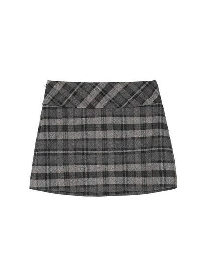 7Shiftin High Waist Cotton Plaid A Line Slim Fit Casual Girls Mini Skirts