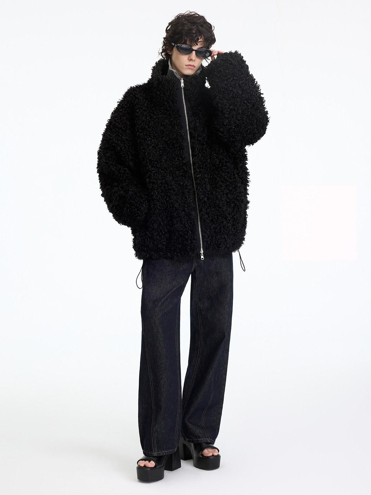 RUN TO THE FUTURE Reversible Fleece Lined Loose Fit Long Vintage Black Womens Puffer Jackets