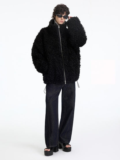 RUN TO THE FUTURE Reversible Fleece Lined Loose Fit Long Vintage Black Womens Puffer Jackets