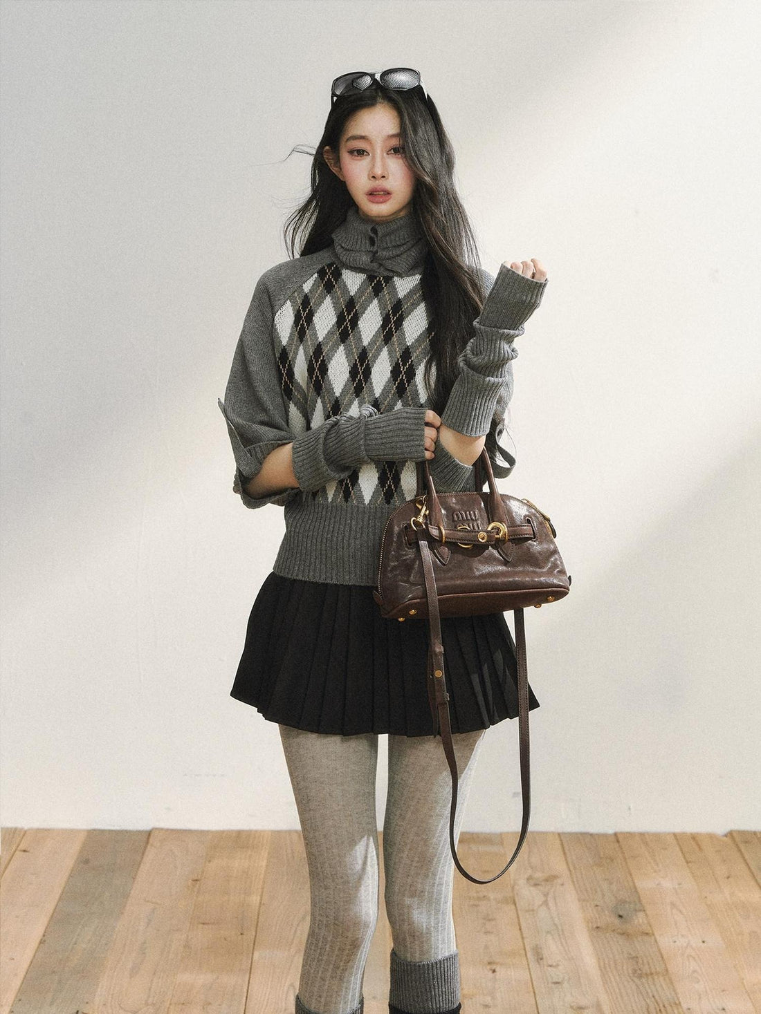 7Shiftin Cozy Vintage Slim Fit Turtleneck Pullover Women Plaid Knitwear Tops Sweaters