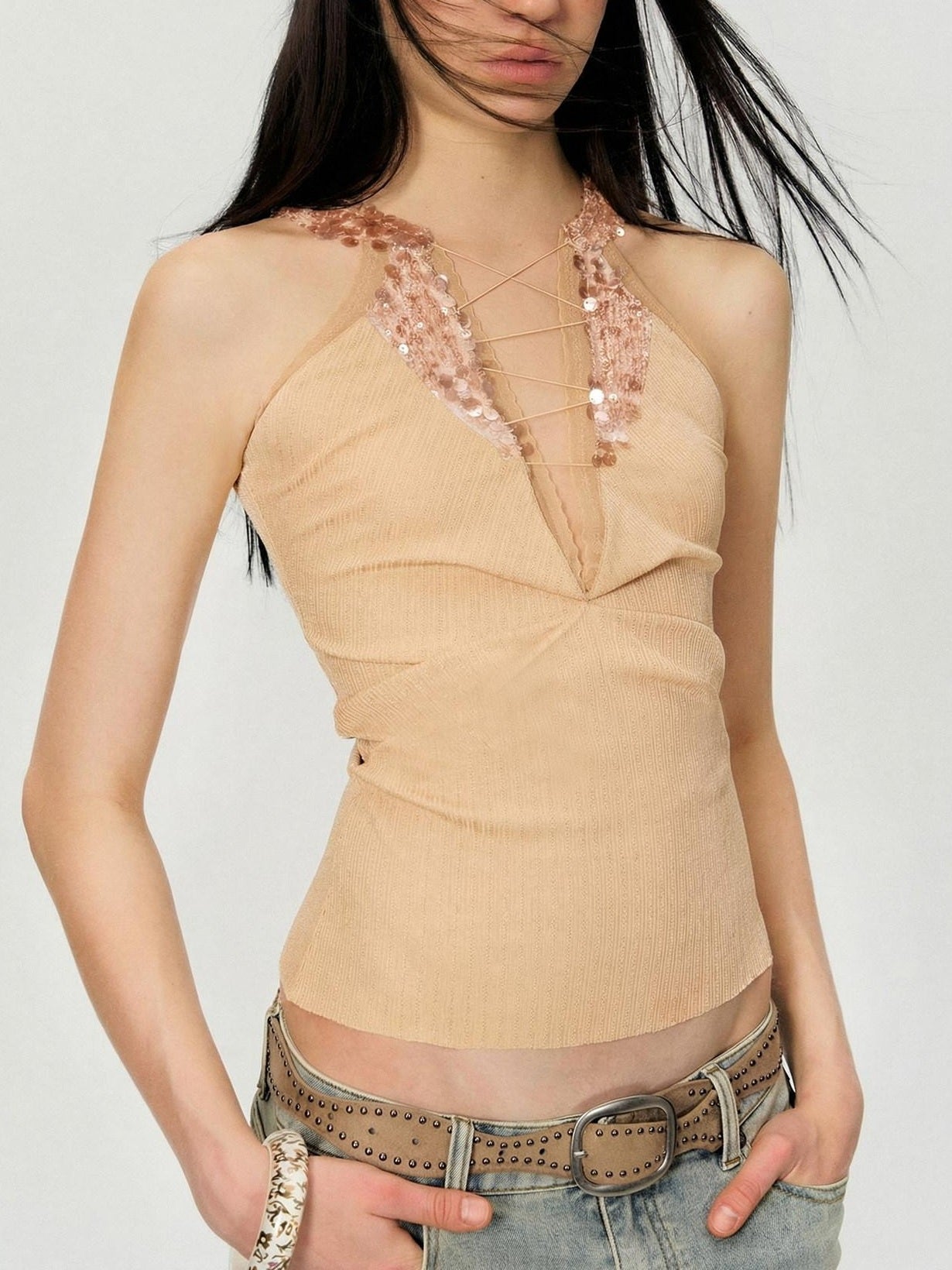 The NeverMore Lightweight Stretch No Padding Y Back Wide Strap Slim Cropped Women Camisoles