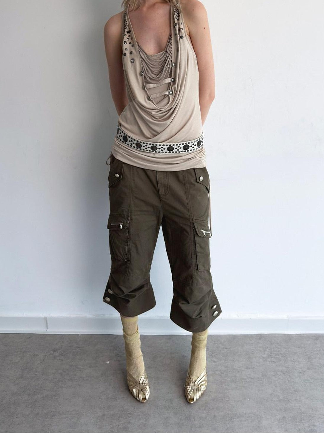 DoublePunch Vintage Biker Washed Cargo Women&