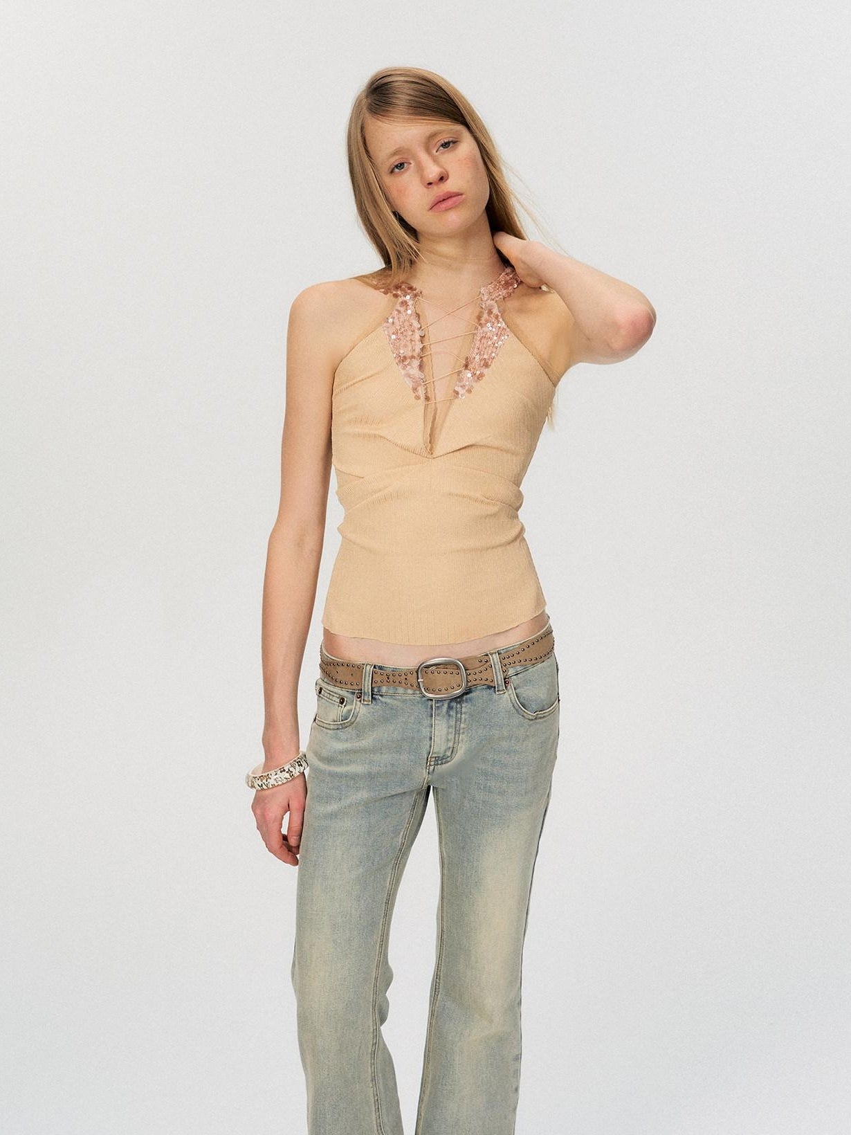 The NeverMore Lightweight Stretch No Padding Y Back Wide Strap Slim Cropped Women Camisoles