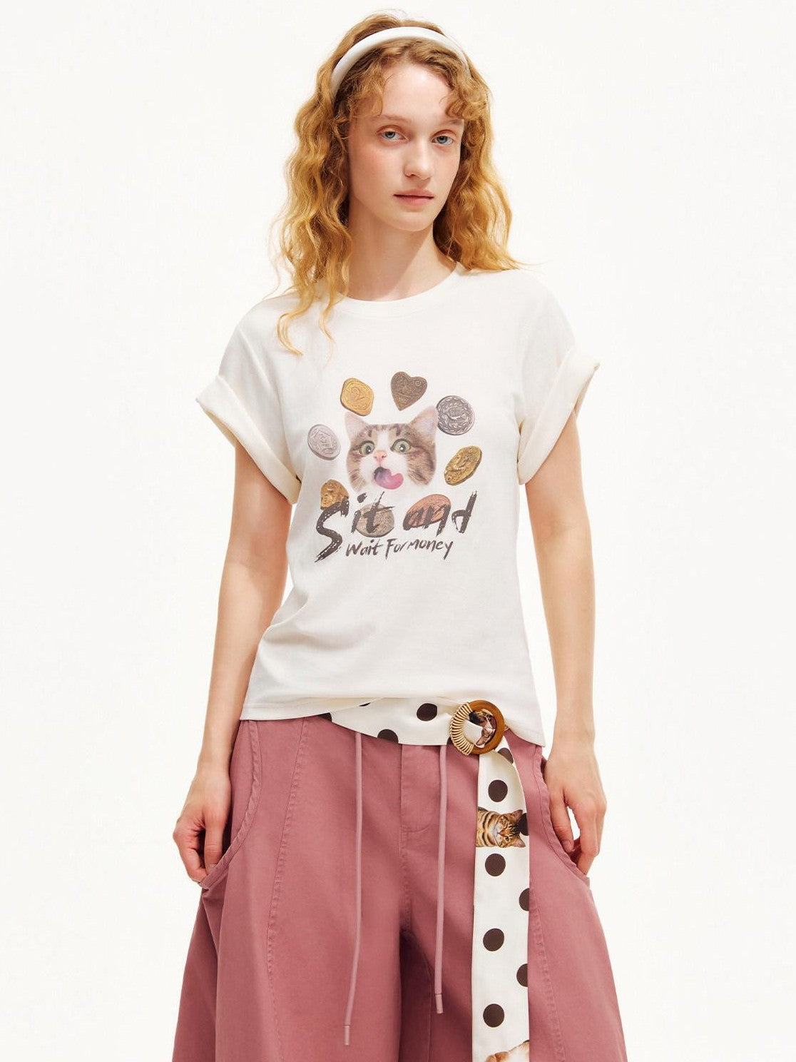 OuttheBlue Heart Lettering Cropped Loose Print Women&