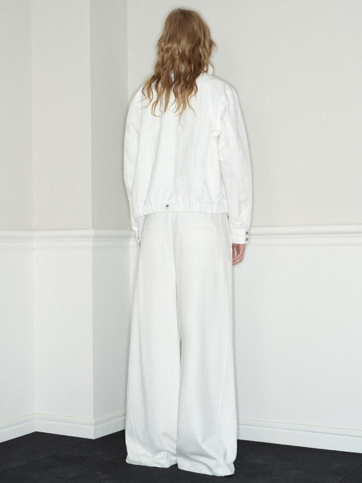 RUN TO THE FUTURE 100 Percent Cotton Original Low Waist Pocket Moonlight White Wide-Leg Pants