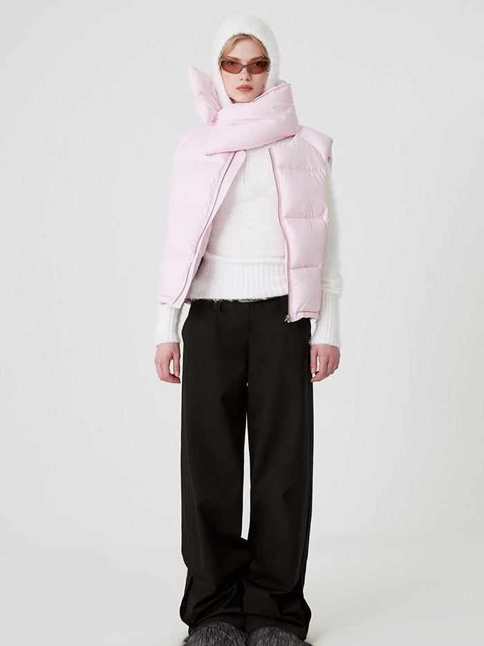 RUN TO THE FUTURE 90 Percent White Down Sleeveless Cropped Straight Korean Women Down Jackets