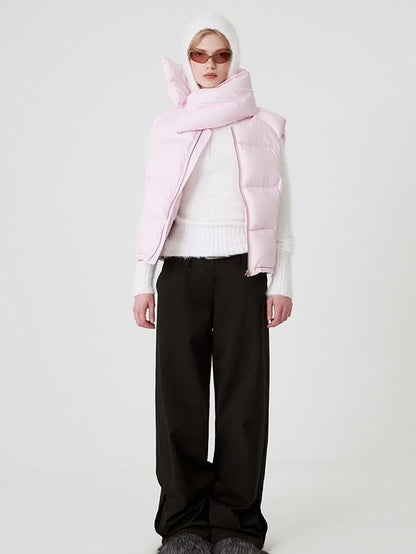 RUN TO THE FUTURE 90 Percent White Down Sleeveless Cropped Straight Korean Women Down Jackets