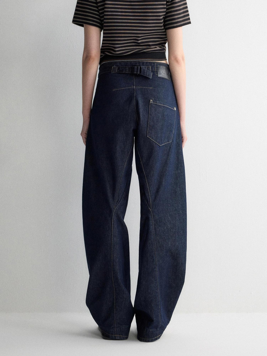 RUN TO THE FUTURE Durable Dark Cotton Denim Casual Oversized Natural Waist Ladies Wide-Leg Jeans