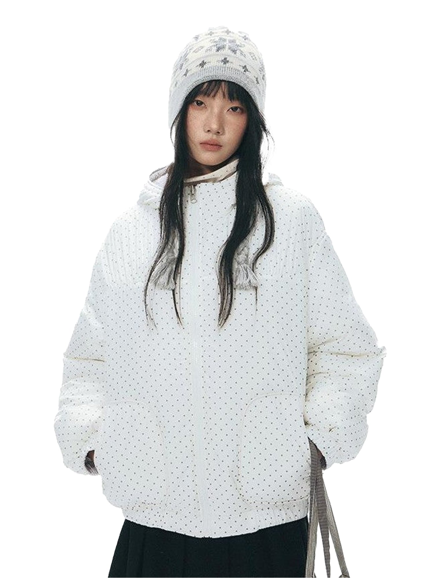 NAPSNAPS Polka Dot Reversible Hooded Printed Women&
