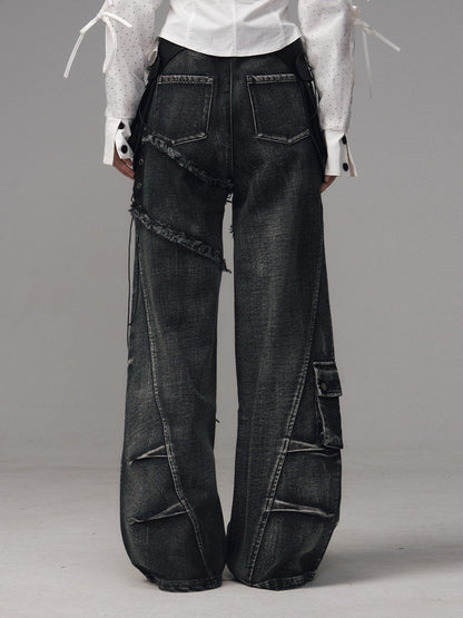 Frustration Garden Black Grey Street Punk Lace Up Frayed Rivet Women&