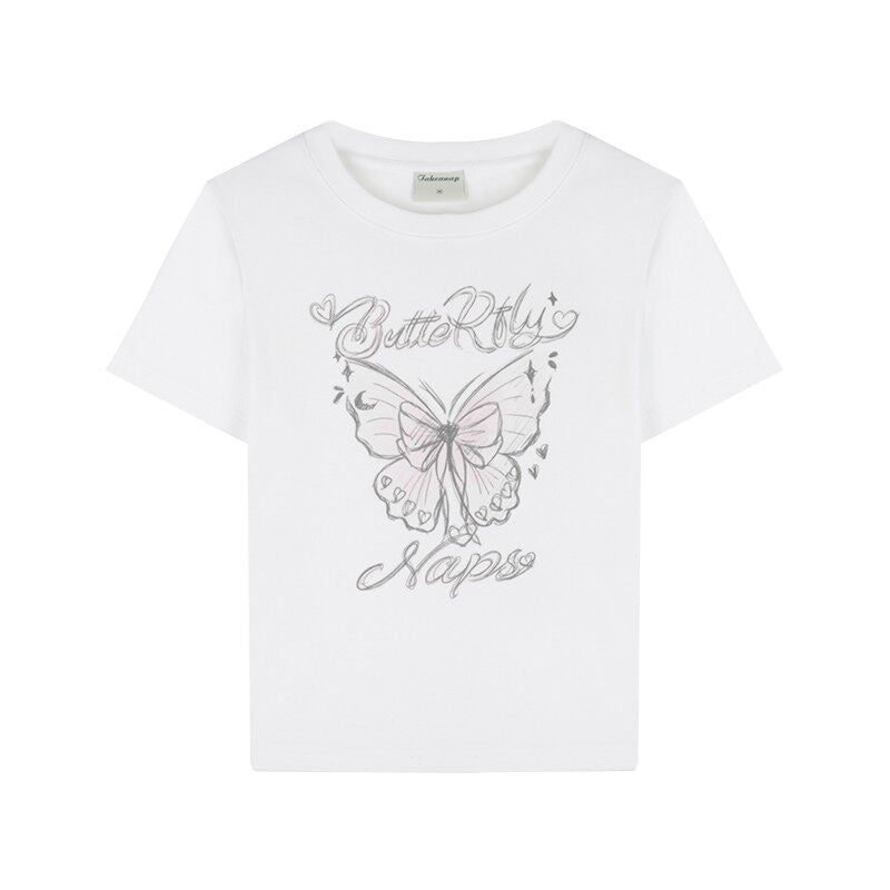 NAPSNAPS_Hand_Drawn_Butterfly_Print_Slim_Cropped_Women&