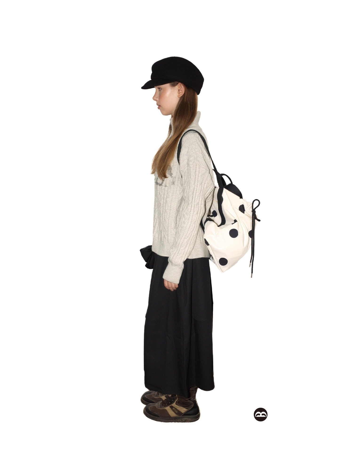 takeabreak Black White Polka Dot 26L Multi Carry Dual Zipper Tote Women&
