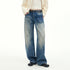 RUN TO THE FUTURE Vintage Washed Low Rise Cotton Boxy Women Zip Fly Nostalgic Blue Straight Jeans