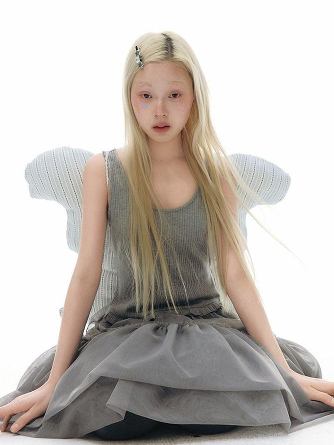 NAPSNAPS Tulle Spliced Knit Vest Women&