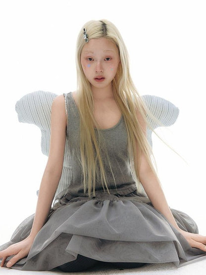 NAPSNAPS Tulle Spliced Knit Vest Women&