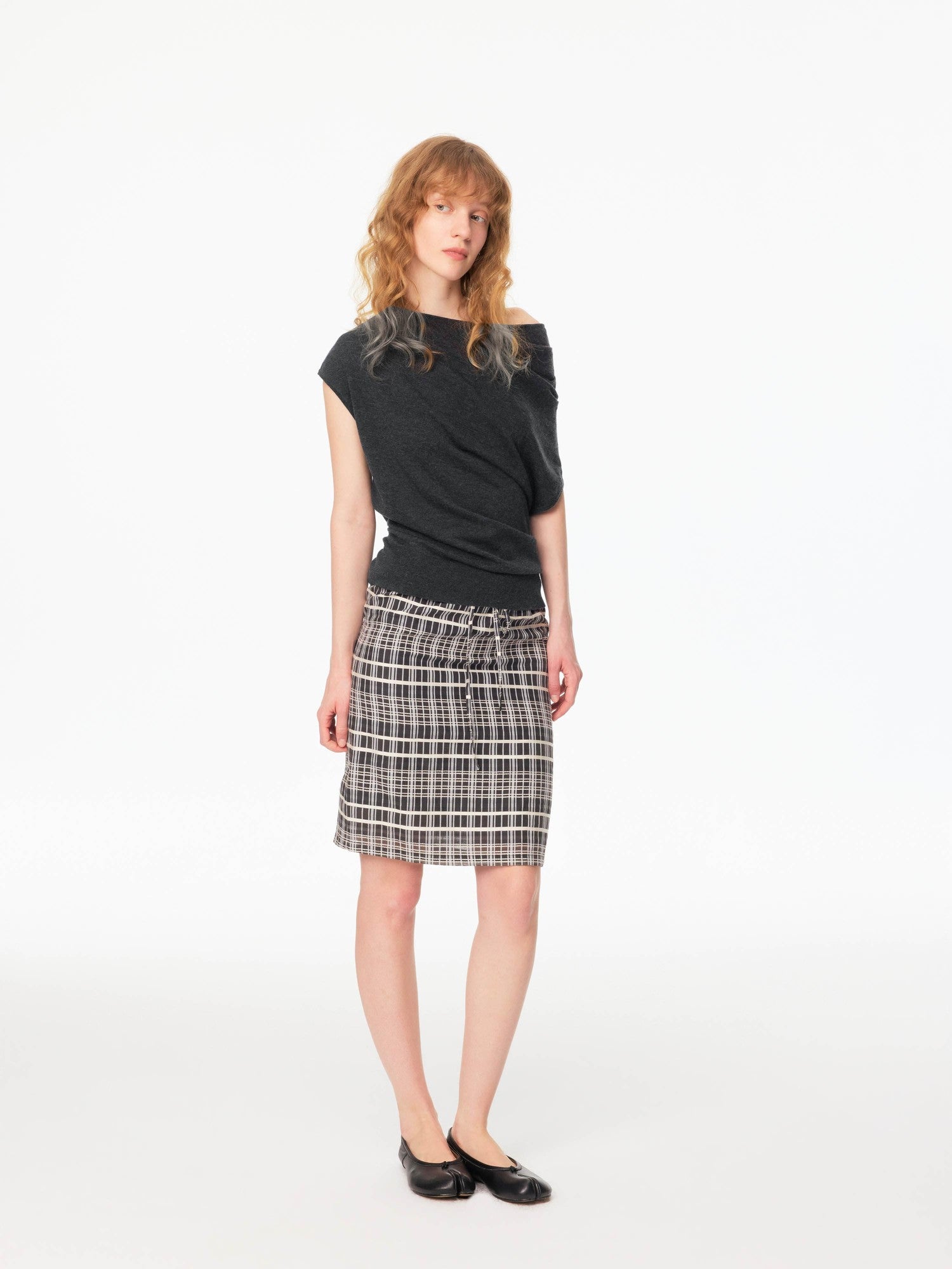 Northbutsouth Black White Check Textured Convertible Strapless Women&