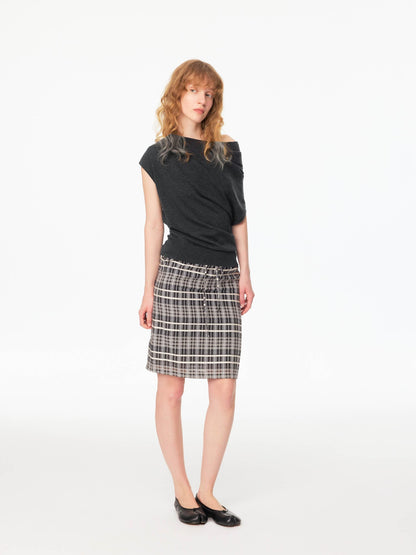 Northbutsouth Black White Check Textured Convertible Strapless Women&
