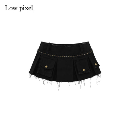 Low_pixel_100%_Cotton_Low_Waist_Pleated_A_Line_Sexy_Women_Daily_Black_Mini_Skirts_MISSTT