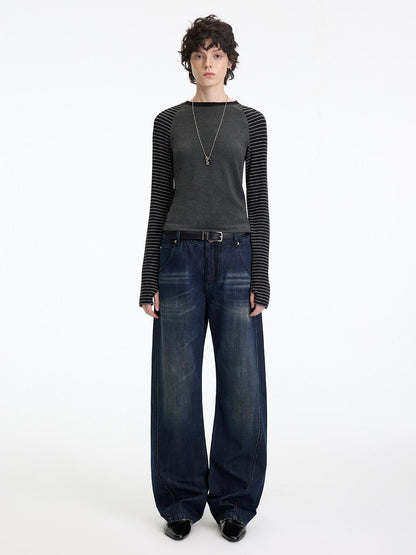 RUN TO THE FUTURE Vintage Washed High Cotton Relaxed Mid Low Waist Women Zip Fly Straight Jeans