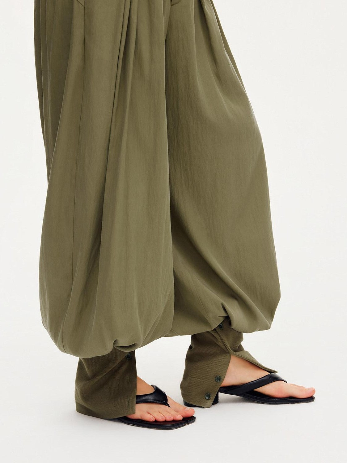 OuttheBlue Moss Green Solid Drapey Elastic Cuffed Women&