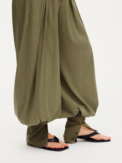 OuttheBlue Moss Green Solid Drapey Elastic Cuffed Women&