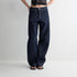 RUN TO THE FUTURE Durable Dark Cotton Denim Casual Oversized Natural Waist Ladies Wide-Leg Jeans
