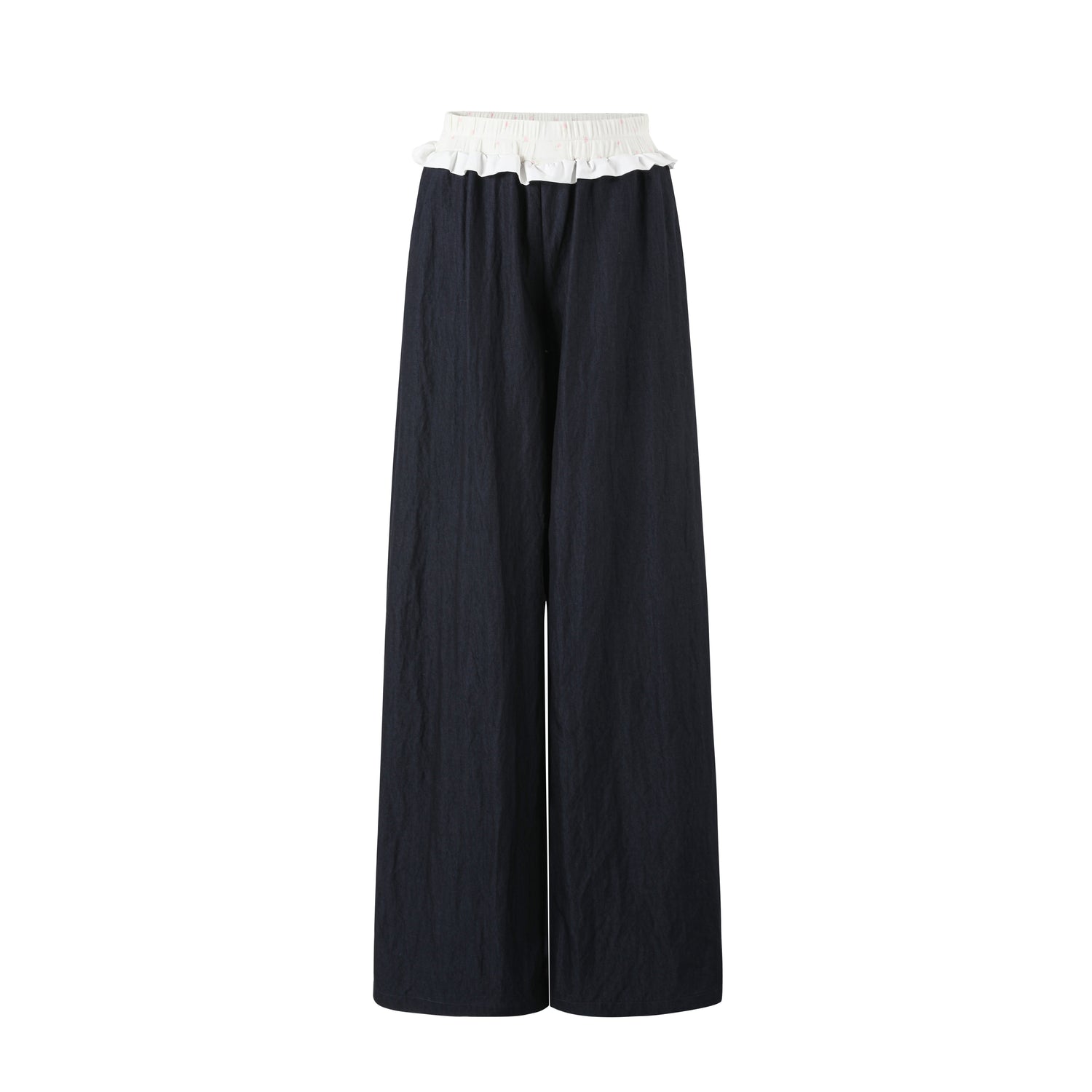 7Shiftin_Nylon_Cotton_Blend_Relaxed_Natural_Waist_Women_Solid_Navy_Wide_Leg_Pants_MISSTT