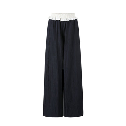 7Shiftin_Nylon_Cotton_Blend_Relaxed_Natural_Waist_Women_Solid_Navy_Wide_Leg_Pants_MISSTT