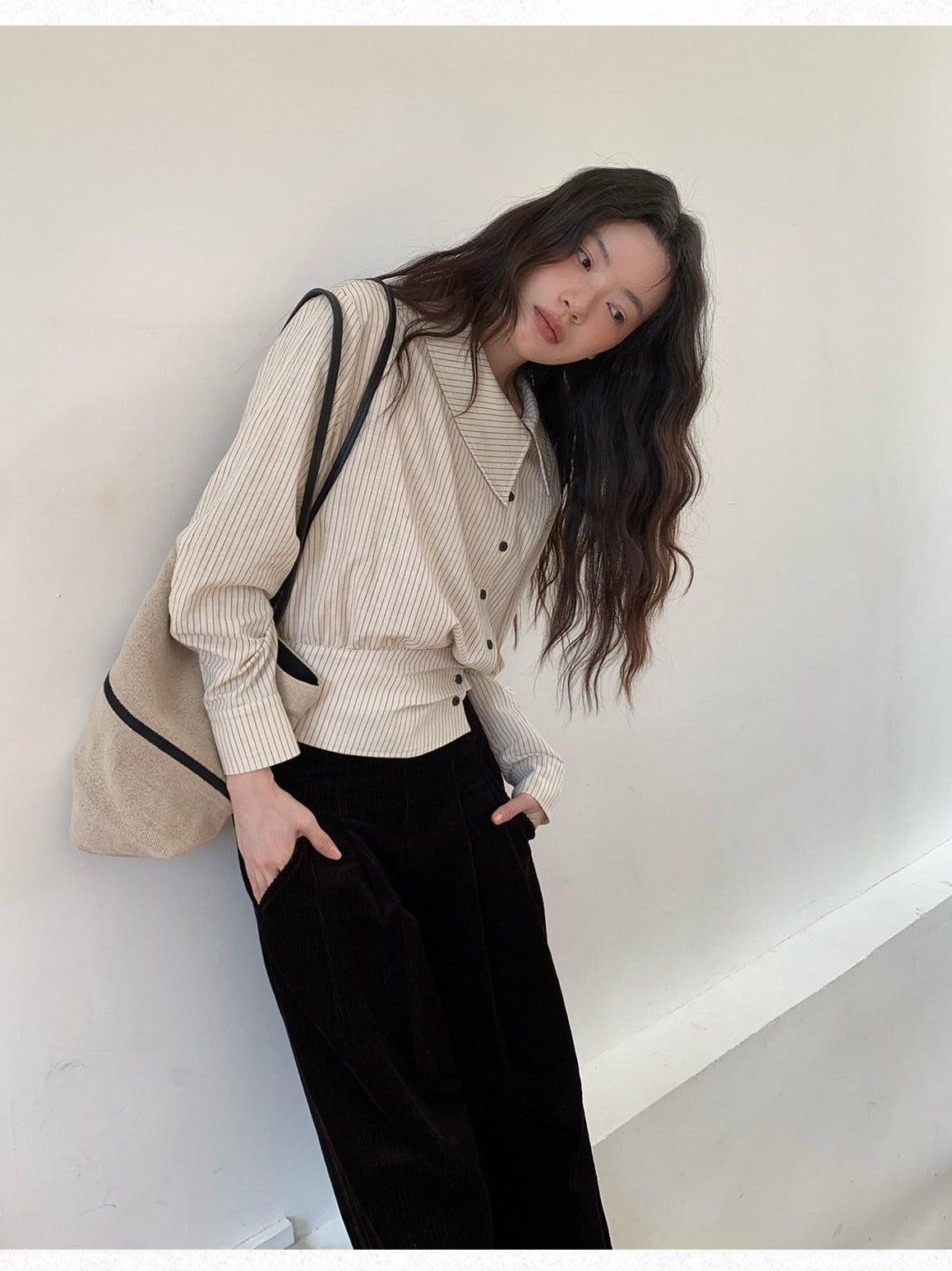Dorydory Striped Asymmetric Cropped Slim Waist Women&