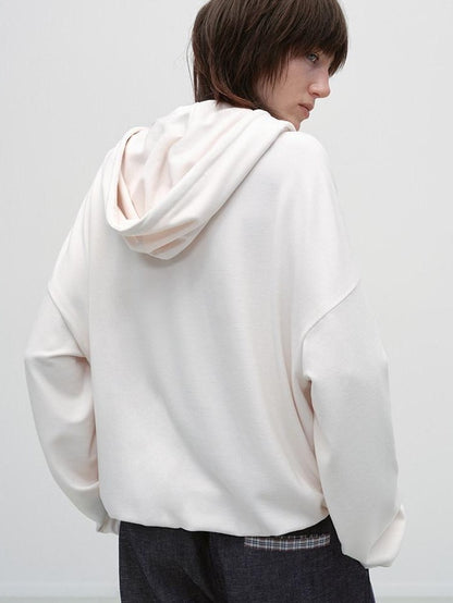 RUN TO THE FUTURE Cozy Hooded Loose Fit Long Sleeve Minimal Women Solid Heather Gray Sweatshirts