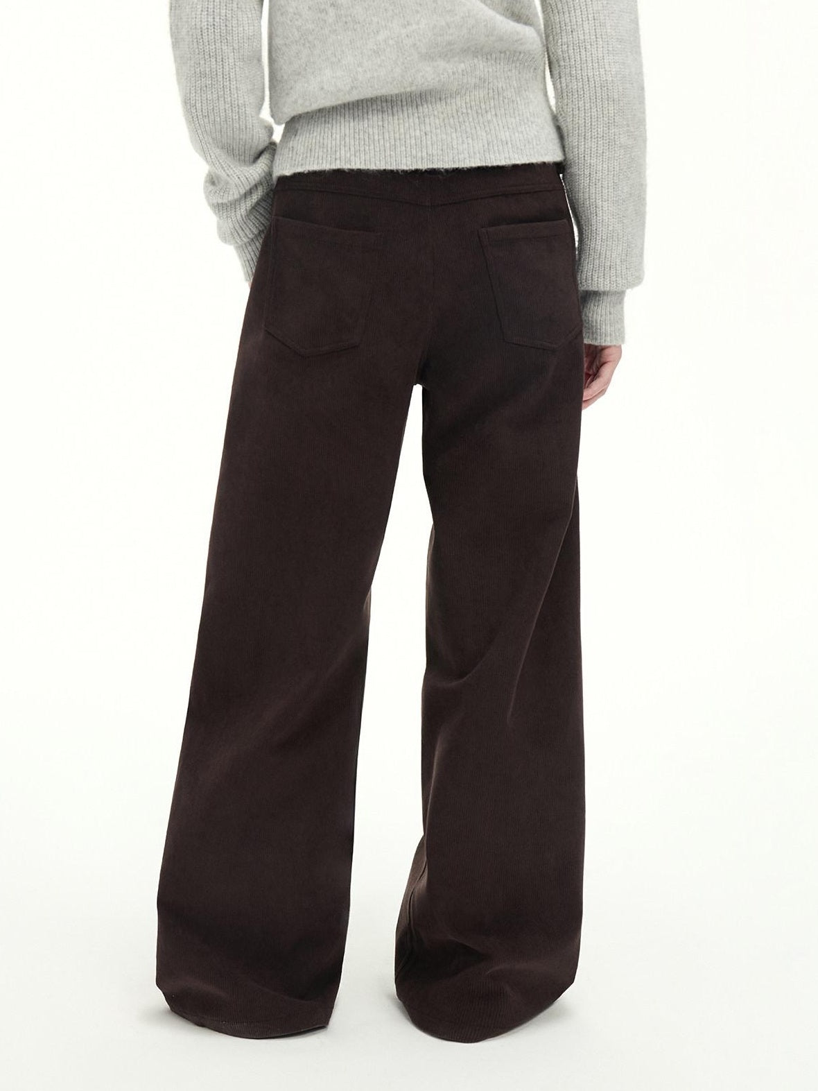 RUN TO THE FUTURE Casual Mid Low Waist Zip Fly Polyester Women Deep Brown Wide-Leg Pants