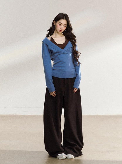 7Shiftin Soft Modal Acrylic Blend Casual V-neck Pullover Long Sleeve Women Knit Sweaters