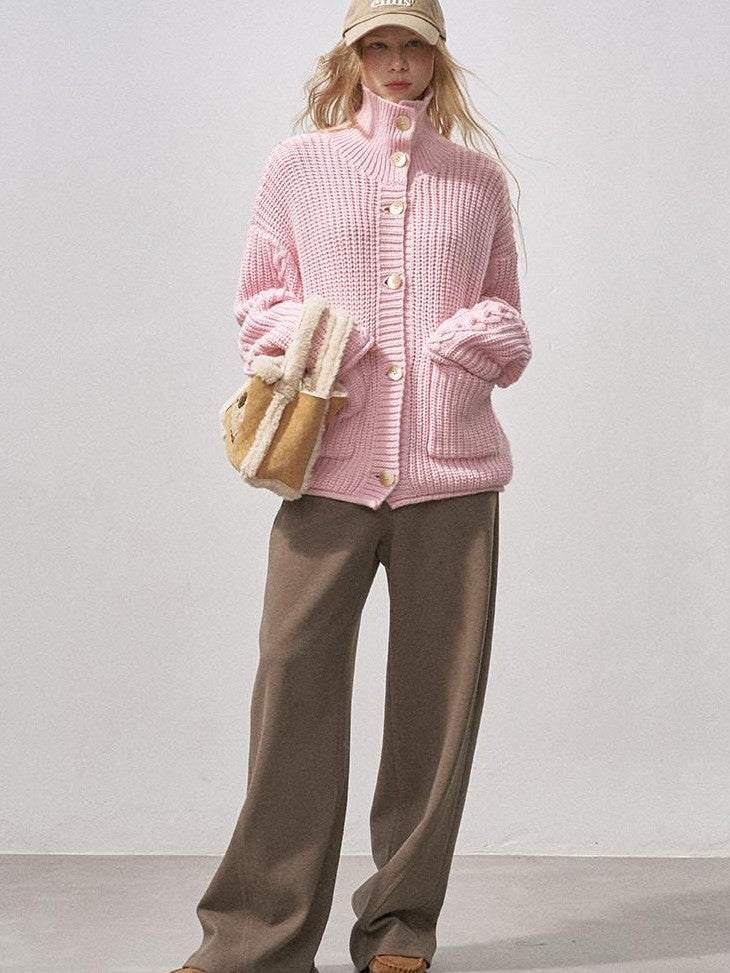 DIDDI MODA Sakura Pink Chunky Cable Knit Women&